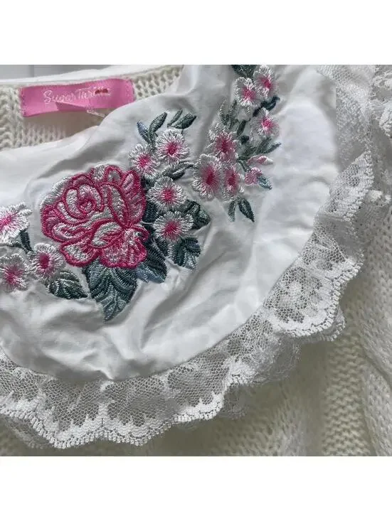 Sugar Thrillz Women's Cream and White Jumper size XL - Picture 2 of 4